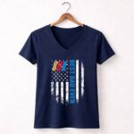 American Flag Best Dad Ever Nascar For 4th Of July 2 Womens V Neck.jpg