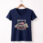 American Flag Dirt Track Racing 2 Womens V Neck.jpg