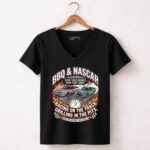 BBQ and Nascar Dad 4 Womens V Neck.jpg