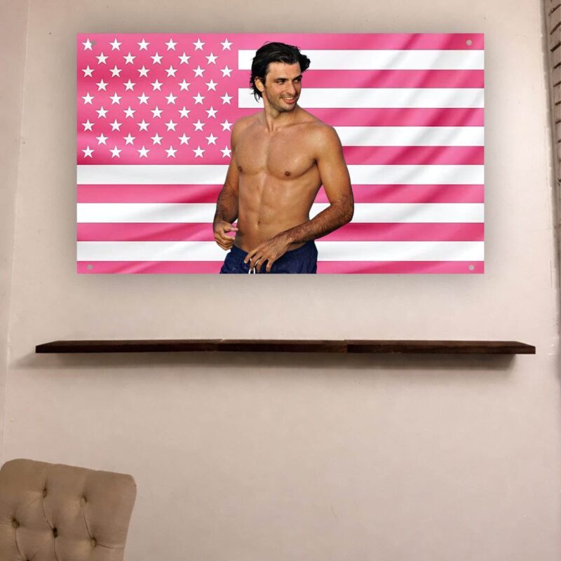 Carlos Sainz Pink US Flag Formula One Racing Outdoor Flag 1.jpg