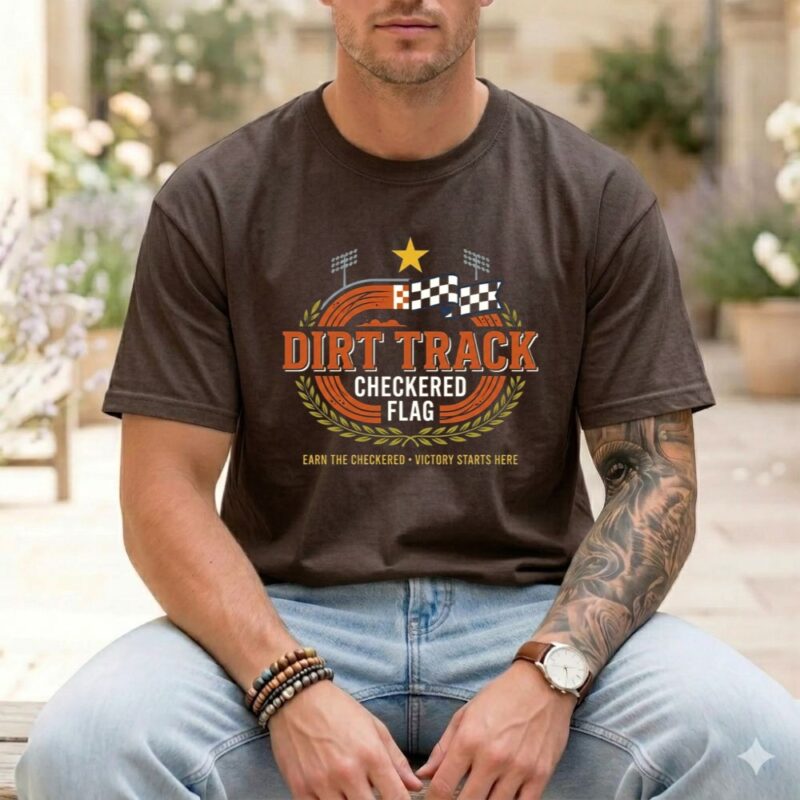 Checkered Flag Dirt Track Comfort Colors T Shirt 1.jpg
