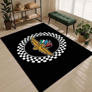 Checkered Racing Emblem Speedway Motorsport Rectangle Rug 1.jpg