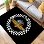 Checkered Racing Emblem Speedway Motorsport Rectangle Rug 2.jpg