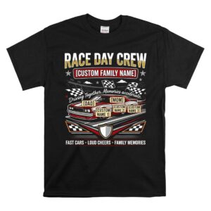 Custom Family Name Race Day Crew Checkered Flag 1 T Shirt.jpg
