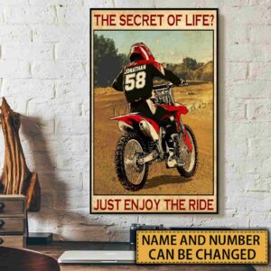 Custom Name and Number The Secret of Life Just Enjoy the Ride Motocross Wall Art 1.jpg