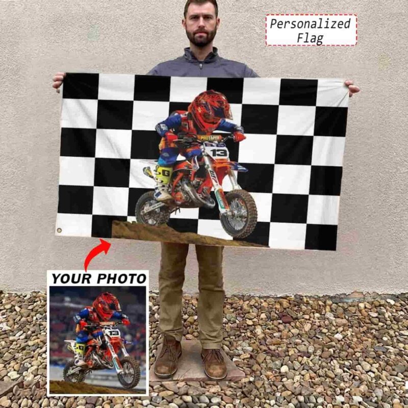 Custom Photo Checkered Motocross Dirt Bike Racing Kids House Flag 1.jpg