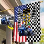 Custom Photo Dragster Drag Racing Checkered Flag House Flag 1.jpg