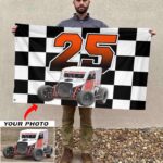 Custom Photo and Number Dirt Late Model Car Racing Checkered Flag House Flag 2.jpg