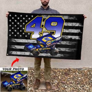 Custom Photo and Number Late Model Car Dirt Track Racing House Flag 1.jpg