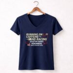 Custom Pit Crew Shirt Running On Caffeine And Racing 2 Womens V Neck.jpg