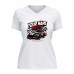 Custom Racing Personalized Checkered Flag 2 Womens V Neck.jpg