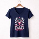 Dad Pit Crew Race Car Birthday Girl Party Racing Family 2 Womens V Neck 1.jpg