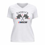 Daddys Nascar Flag Checkered 2 Womens V Neck.jpg