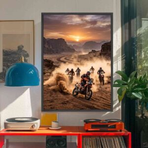 Desert Dirt Bike Race Sunset Off Road Motorbike Wall Art 1.jpg