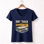 Dirt Track Is My Happy Place 2 Womens V Neck.jpg