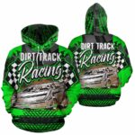 Dirt Track Racing All Over Print Hoodie Green 1.jpg