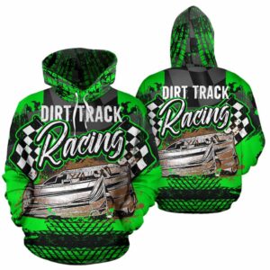 Dirt Track Racing All Over Print Hoodie Green 1.jpg