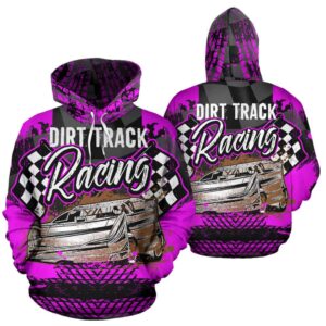 Dirt Track Racing All Over Print Hoodie Pink 1.jpg