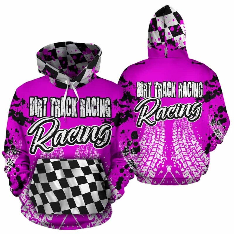 Dirt Track Racing Checkered Flag All Over Print Hoodie 1 2.jpg