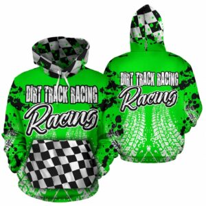 Dirt Track Racing Checkered Flag Distressed All Over Print Hoodie 1.jpg