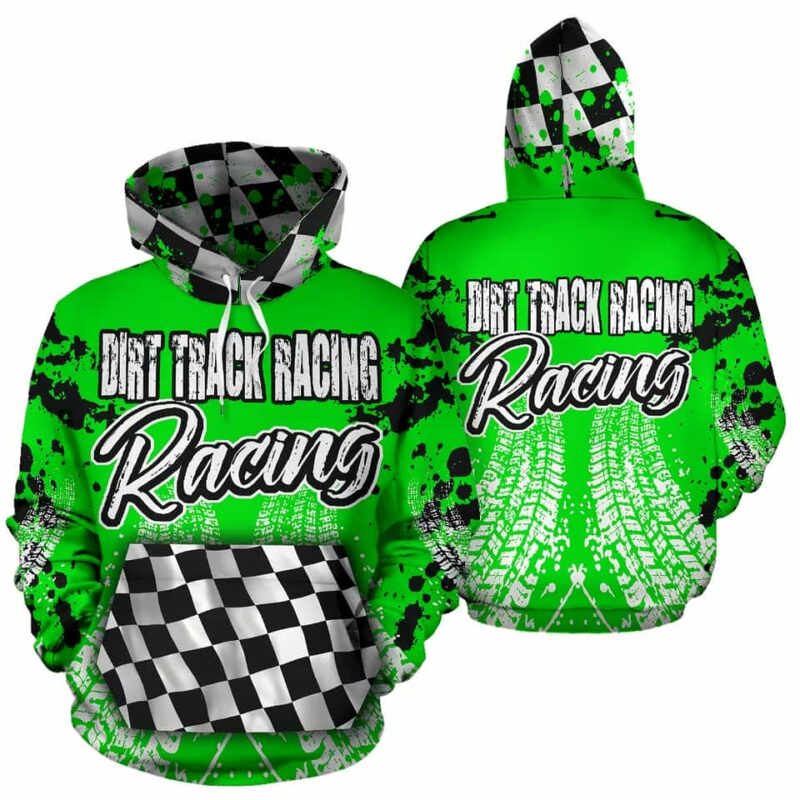 Dirt Track Racing Checkered Flag Distressed All Over Print Hoodie 1.jpg