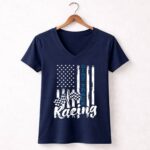 Dirt Track Racing Flag American 2 Womens V Neck.jpg