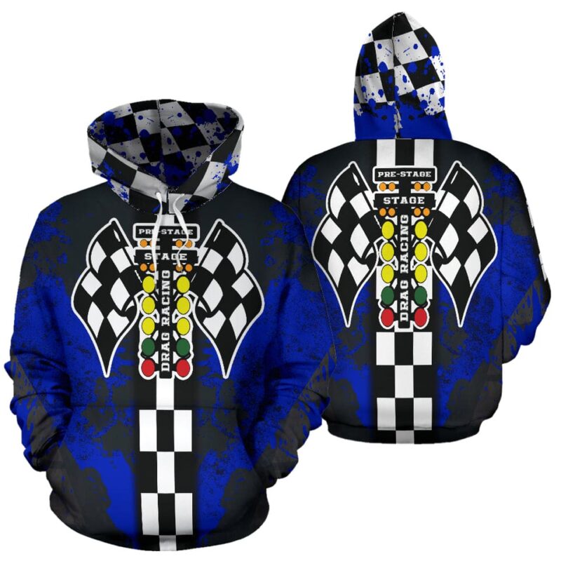 Drag Racing All Over Print Hoodie Blue 1.jpg