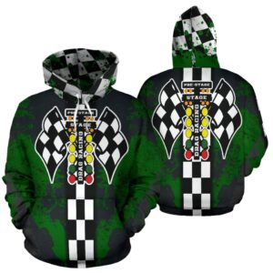 Drag Racing All Over Print Hoodie Green 1.jpg