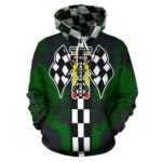 Drag Racing All Over Print Hoodie Green 2.jpg