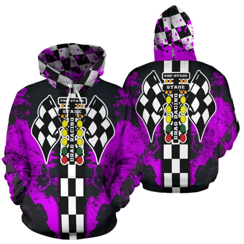 Drag Racing All Over Print Hoodie Pink 1.jpg