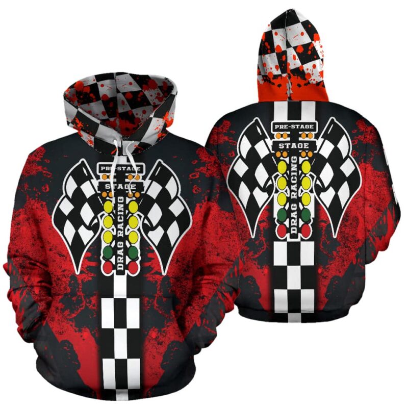 Drag Racing All Over Print Hoodie Red 1.jpg