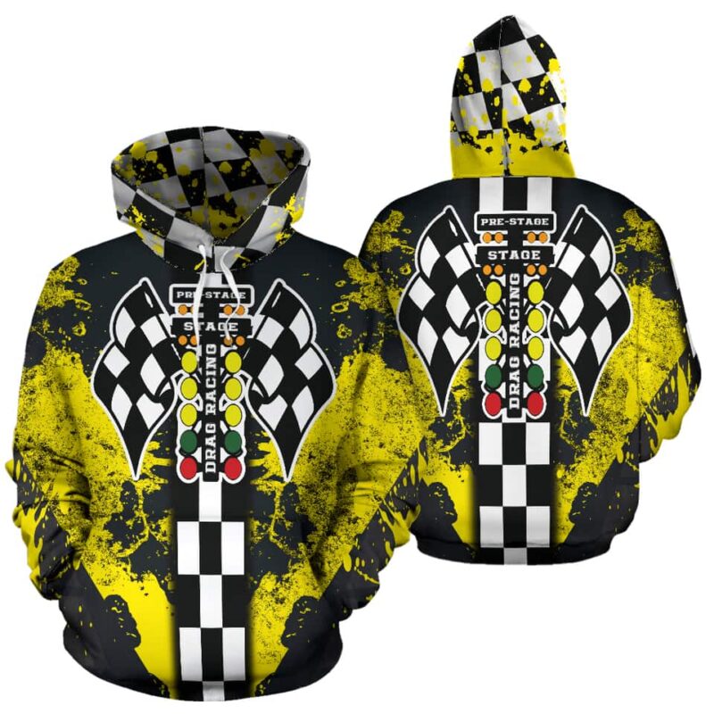 Drag Racing All Over Print Hoodie Yellow 1.jpg