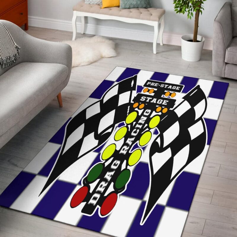 Drag Racing Blue Flag Rectangle Rug 1.jpg