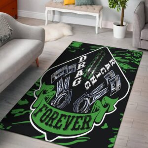 Drag Racing Forever Rectangle Rug Green 1.jpg