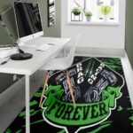 Drag Racing Forever Rectangle Rug Green 2.jpg