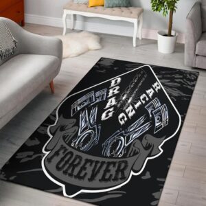 Drag Racing Forever Rectangle Rug Grey 1.jpg
