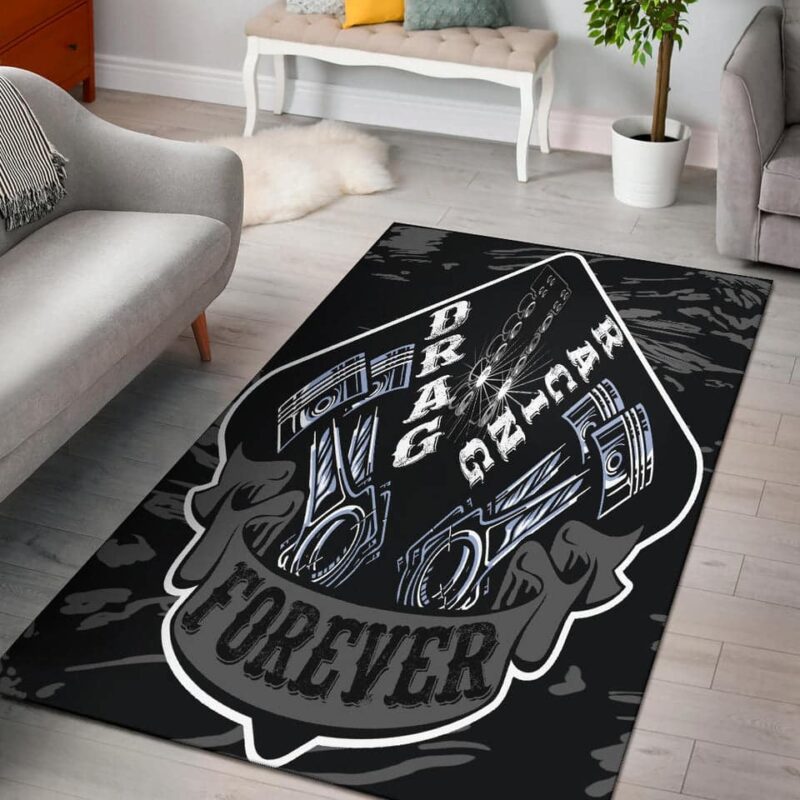 Drag Racing Forever Rectangle Rug Grey 1.jpg