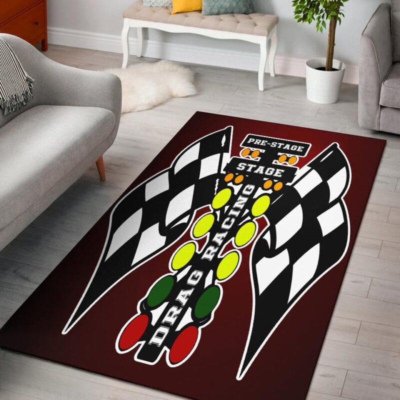 Drag Racing Maroon Flag Rectangle Rug 1.jpg