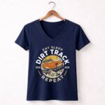 Eat Sleep Dirt Track Repeat 2 Womens V Neck.jpg