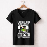Father and Daughter Working On And Racing Car 4 Womens V Neck.jpg