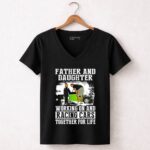 Father and Daughter Working On And Racing Car 7 Womens V Neck.jpg