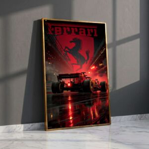 Ferrari Racing Car Night Scene Wall Art 1.jpg
