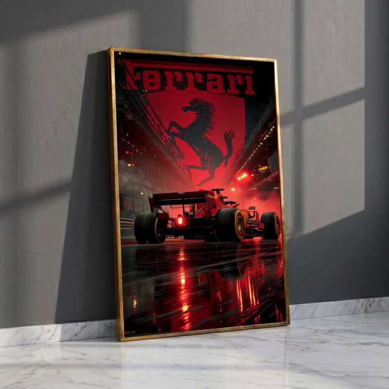 Ferrari Racing Car Night Scene Wall Art 1.jpg