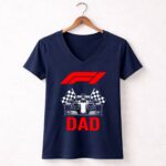 Formula Dad Flag Checkered 2 Womens V Neck.jpg