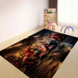 Formula One Race Car Ferrari Pit Stop Team Rectangle Rug 1.jpg