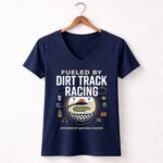 Fueled By Dirt Track Racing 2 Womens V Neck.jpg