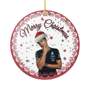 George Russell Mercedes Merry Christmas Santa Hat Ceramic Ornament 1.jpg