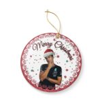 George Russell Mercedes Merry Christmas Santa Hat Ceramic Ornament 3.jpg