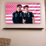 George Russell and Kimi Antonelli Pink Formula One Flag Outdoor Flag 2.jpg