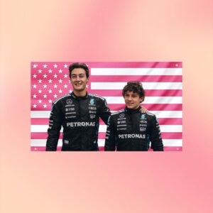 George Russell and Kimi Antonelli Pink US Flag Outdoor Flag 1.jpg